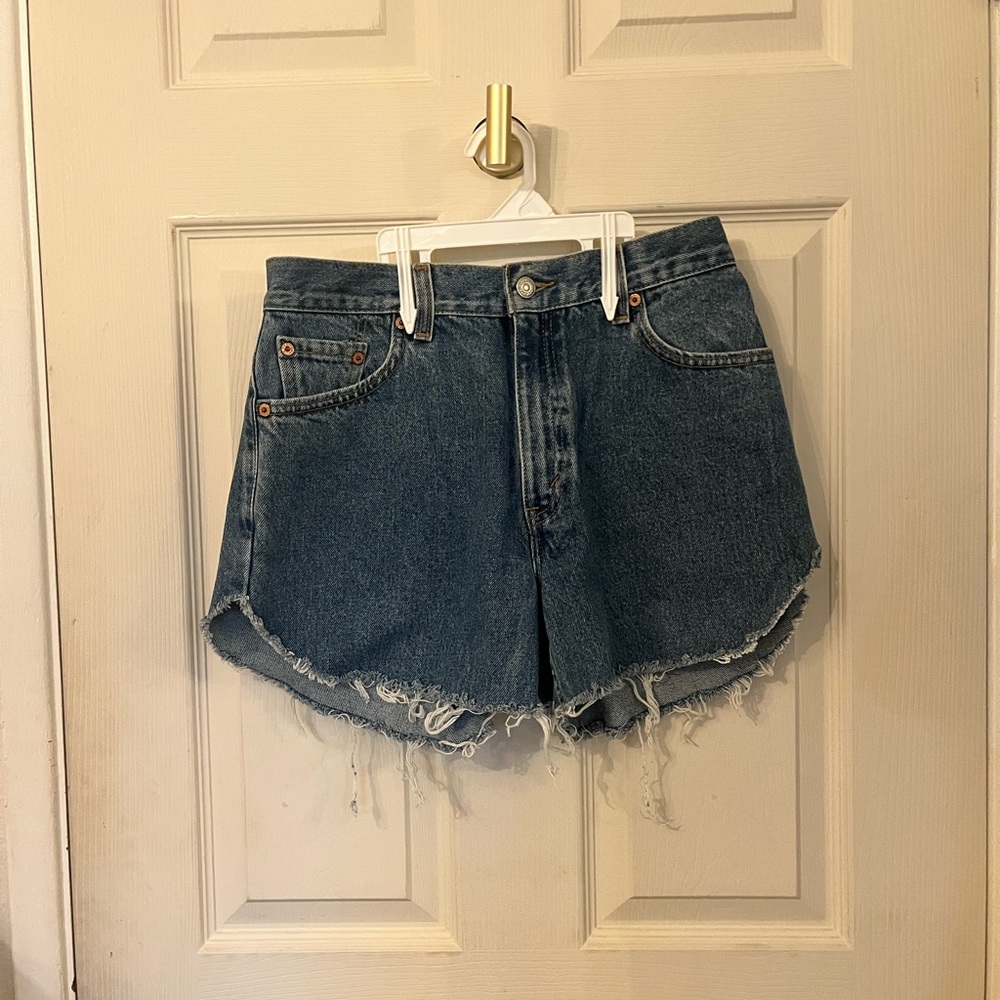 Levi's Blue Frayed Jean Shorts